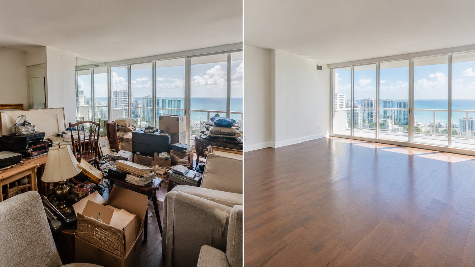 Cluttered Waikiki unit cleared to an empty room ready for the next vendor