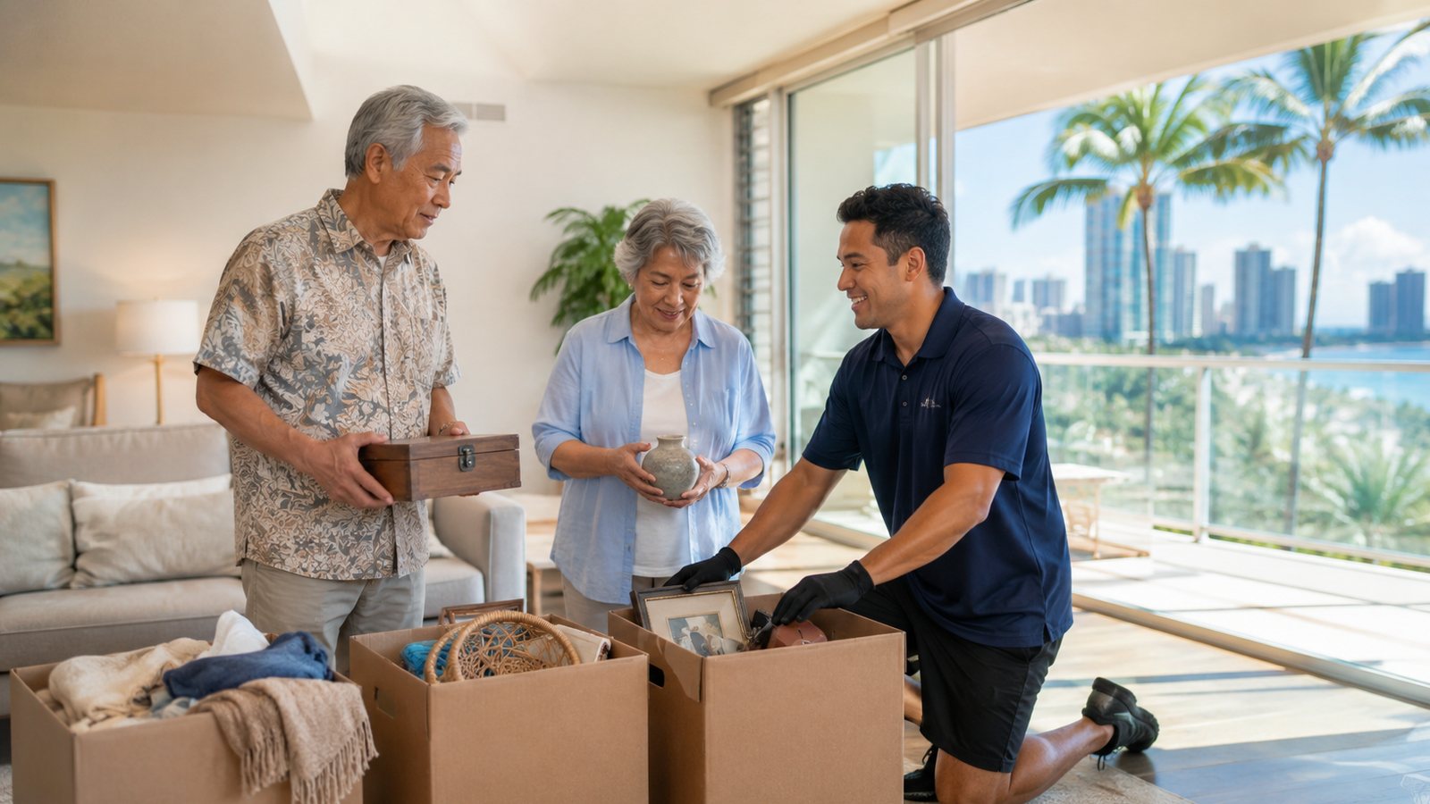 Senior downsizing and estate sorting in a bright Hawaii condo